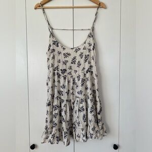 Brandy Melville Mini White & Blue Floral Dress| One Size